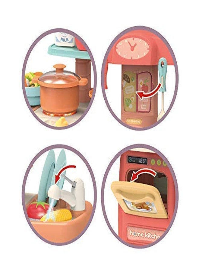 techtoy pretended 29-piece kitchen set, music,real water tap, actually fell of kitchen for your kids don,t miss it (29 pcs)-Pink - Image 4
